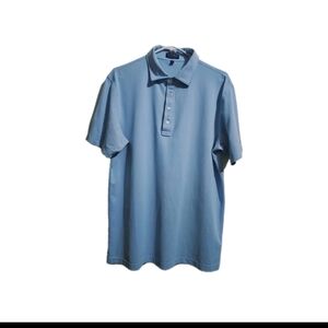 Peter Millar Men Polo Shirt Crown Crafted Blue Performance Stretch Size L